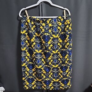 Elegant Yellow and Blue Patterned Skirt